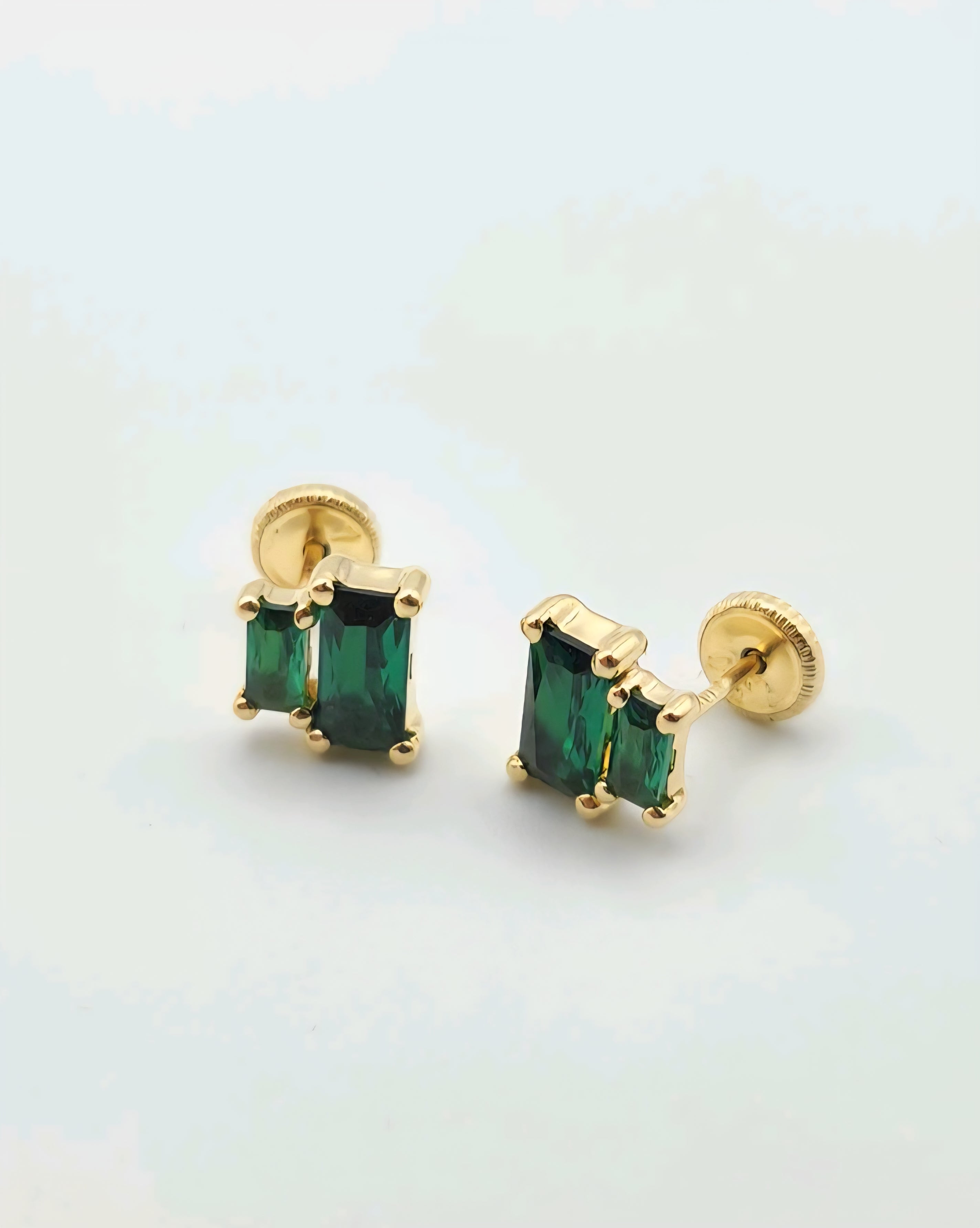 Pendientes de doble circonita verde