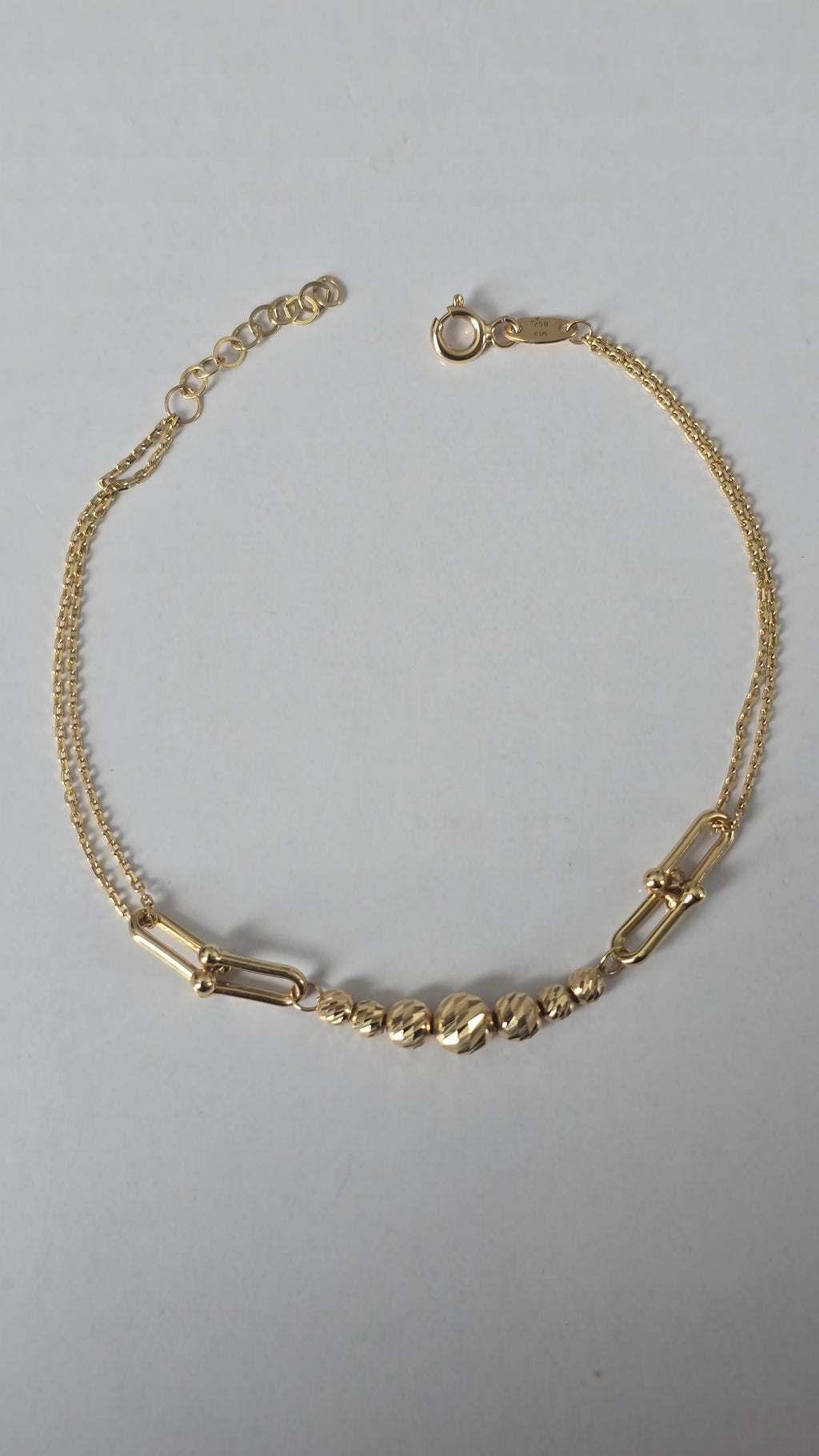 Pulsera de bolas Tiffany con cuentas talladas con diamante en oro italiano de 18 quilates