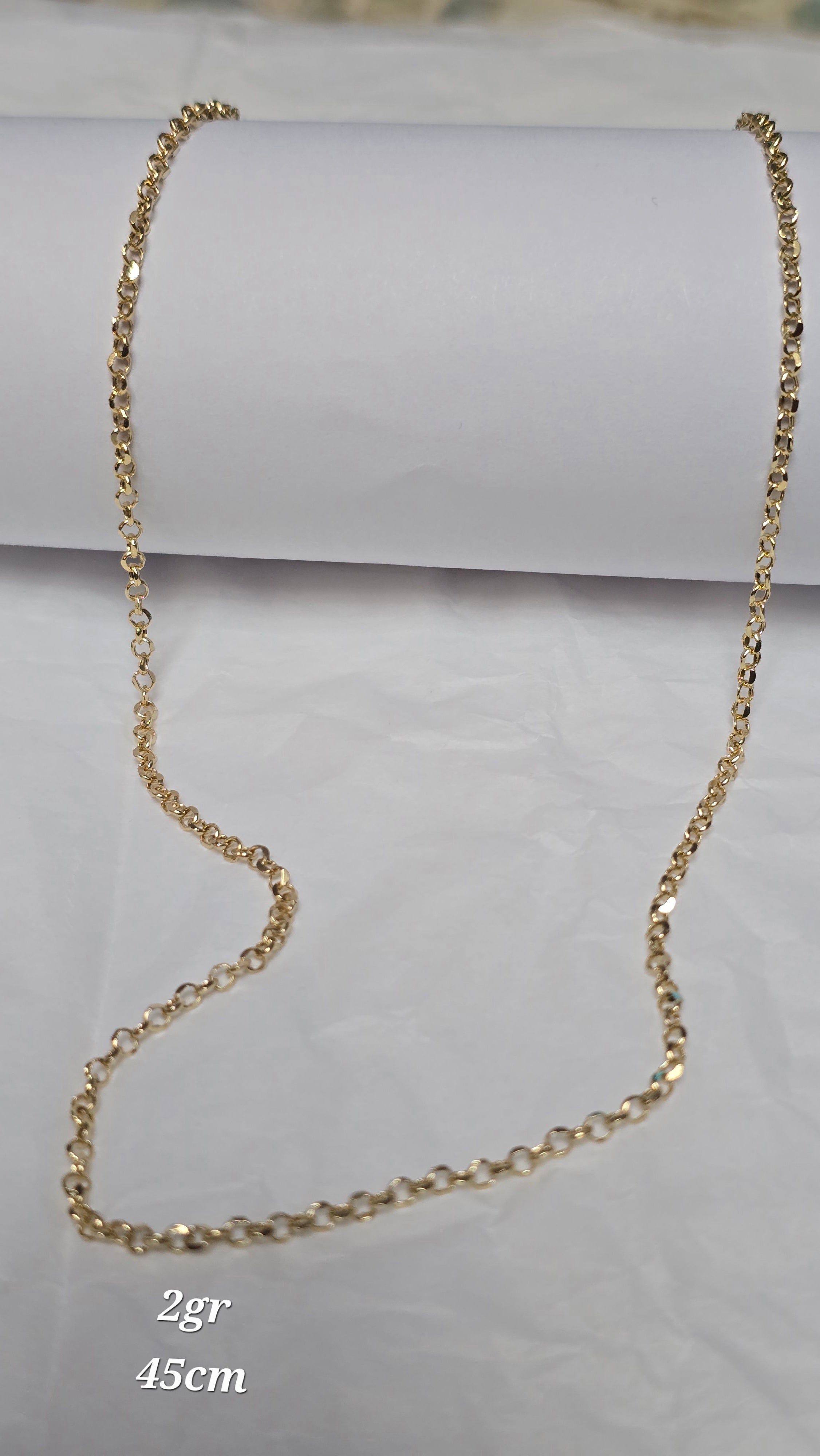 45cm, 2-gram Italian yellow 18karat gold rolo chain