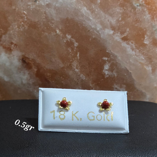 Zarcillos de flor con coral de 0.5gr