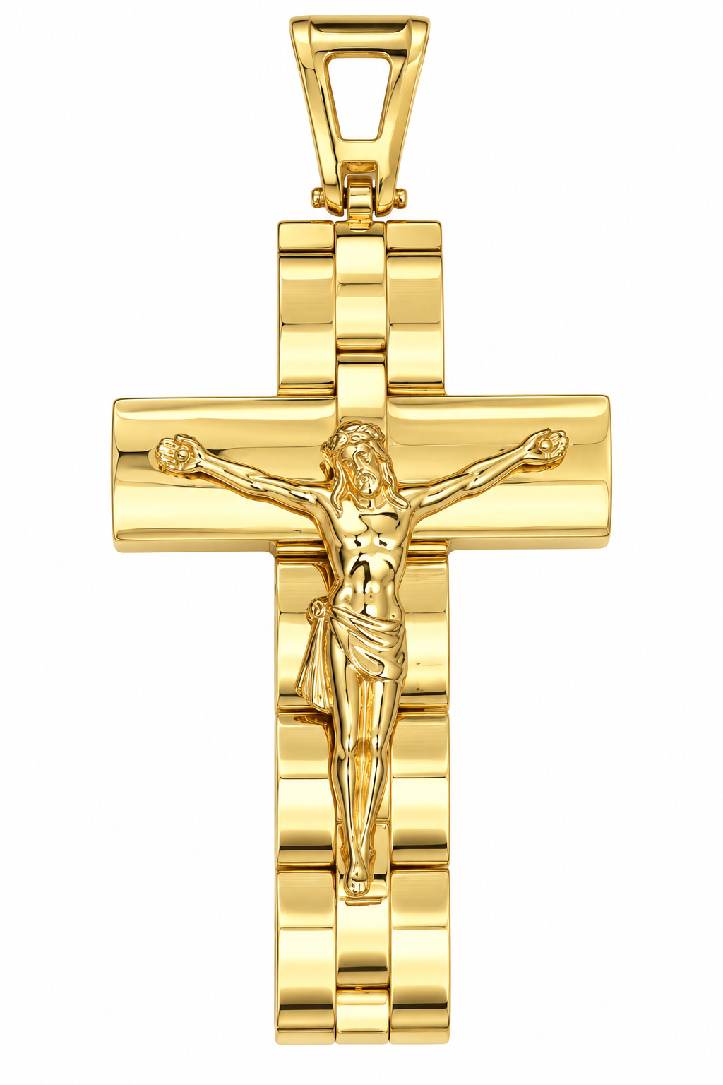 Crucifix pendant - italian 18k gold